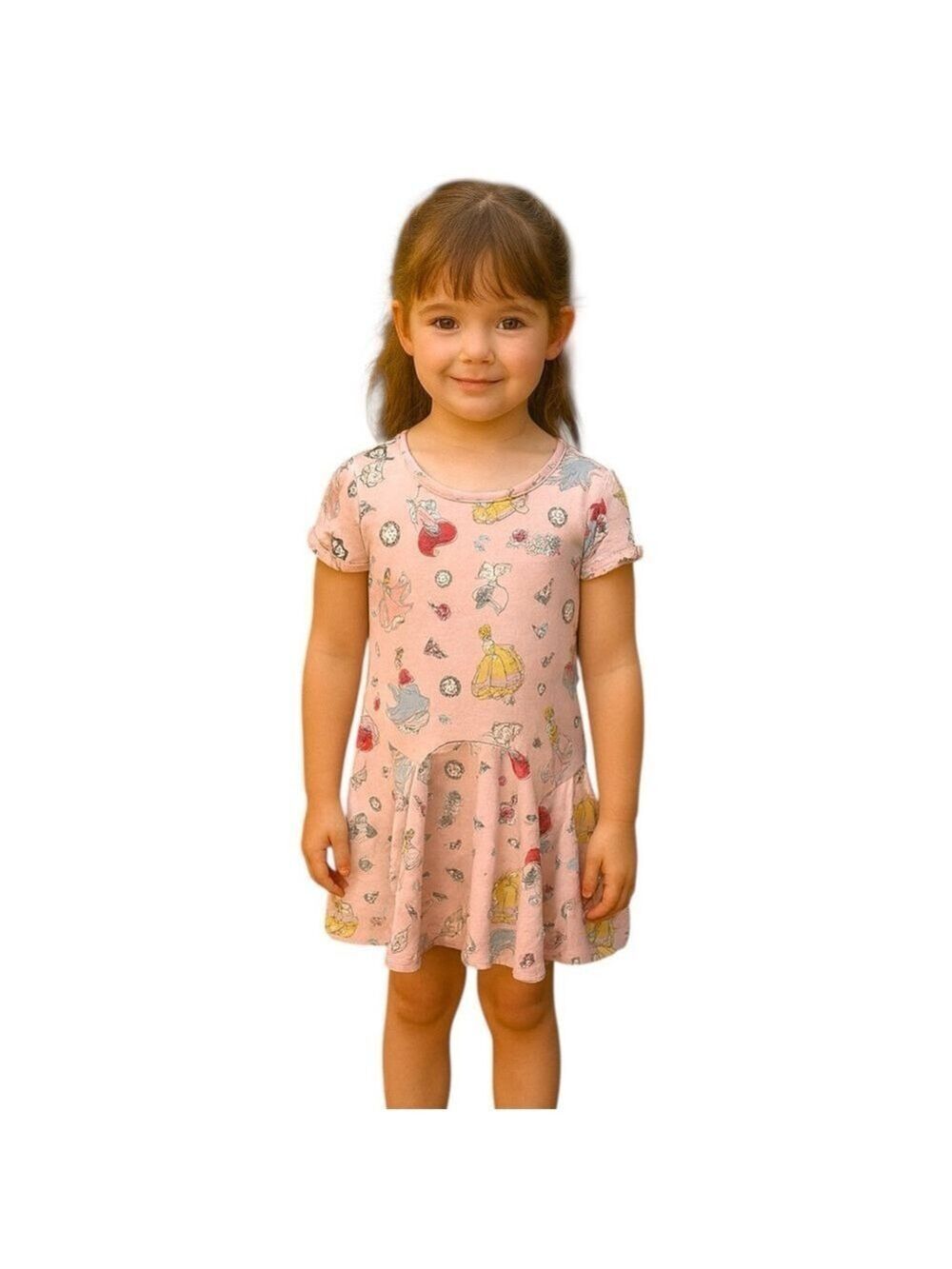 Disney Princess Size 6 Pink Short Sleeve Twirl Dress